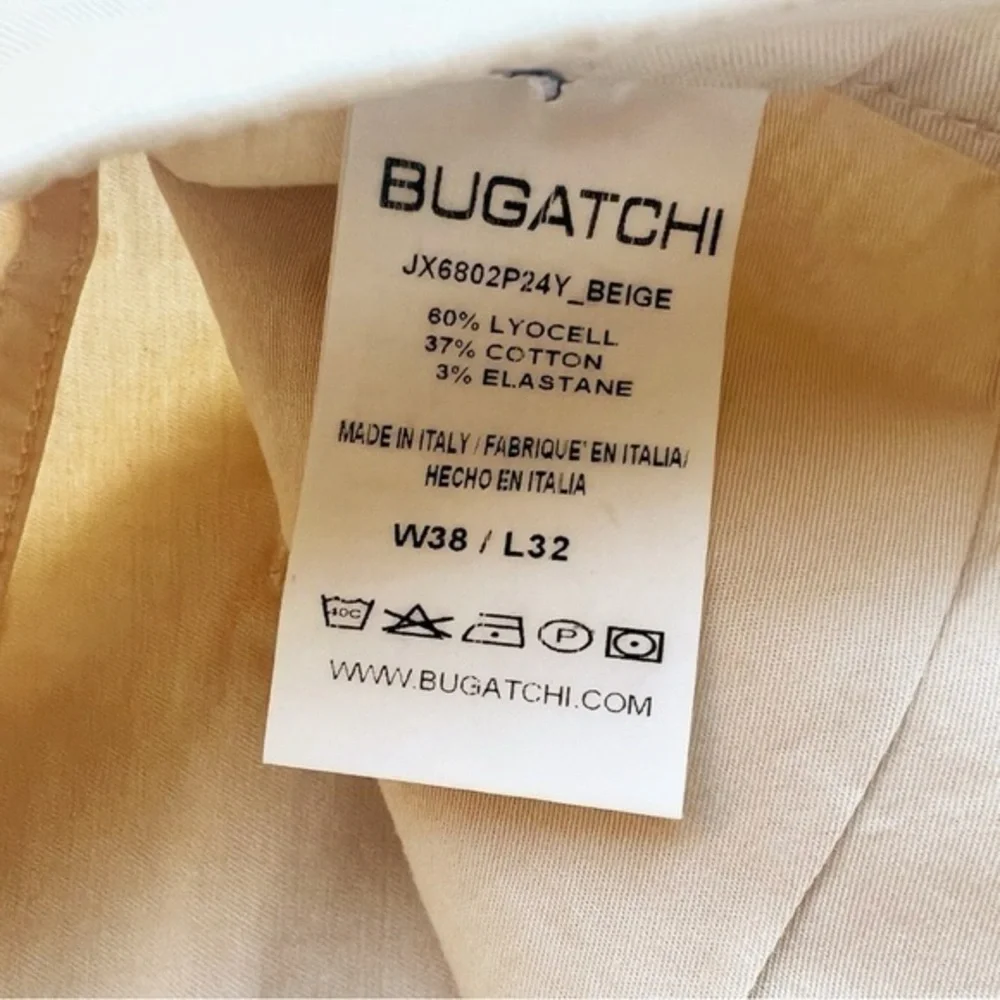 Bugatchi Men's Beige Slim Straight‎ Leg Pant Size 38x32
